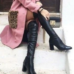 Zara Leather Over The Knee Boot 7.5 New With Tags